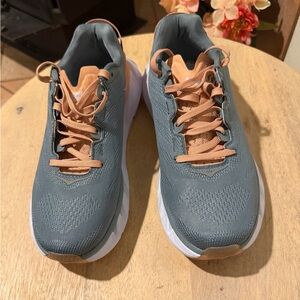 Hoka One One Women’s Evelon 2 Sneakers in Lead and Pink Sand